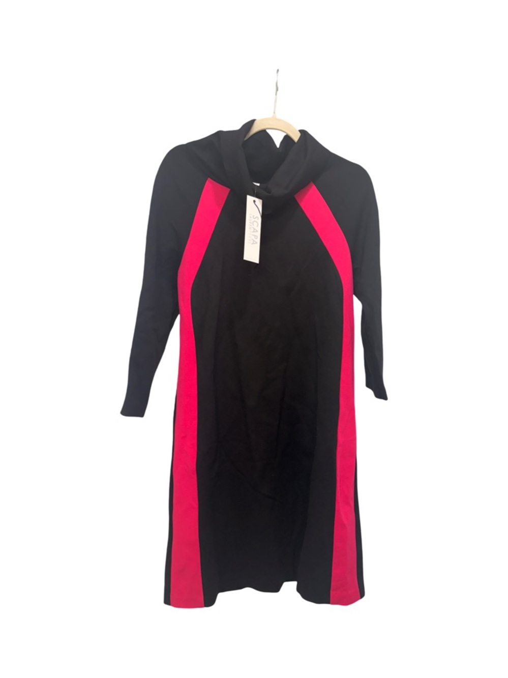SCAPA Lauren Perre Colorblock Dress | Black Pink Bodycon Midi | NWT Size S